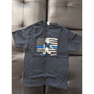 Vintage Dare D.A.R.E‎ Black Blue Flag Lion Black T-shirt M